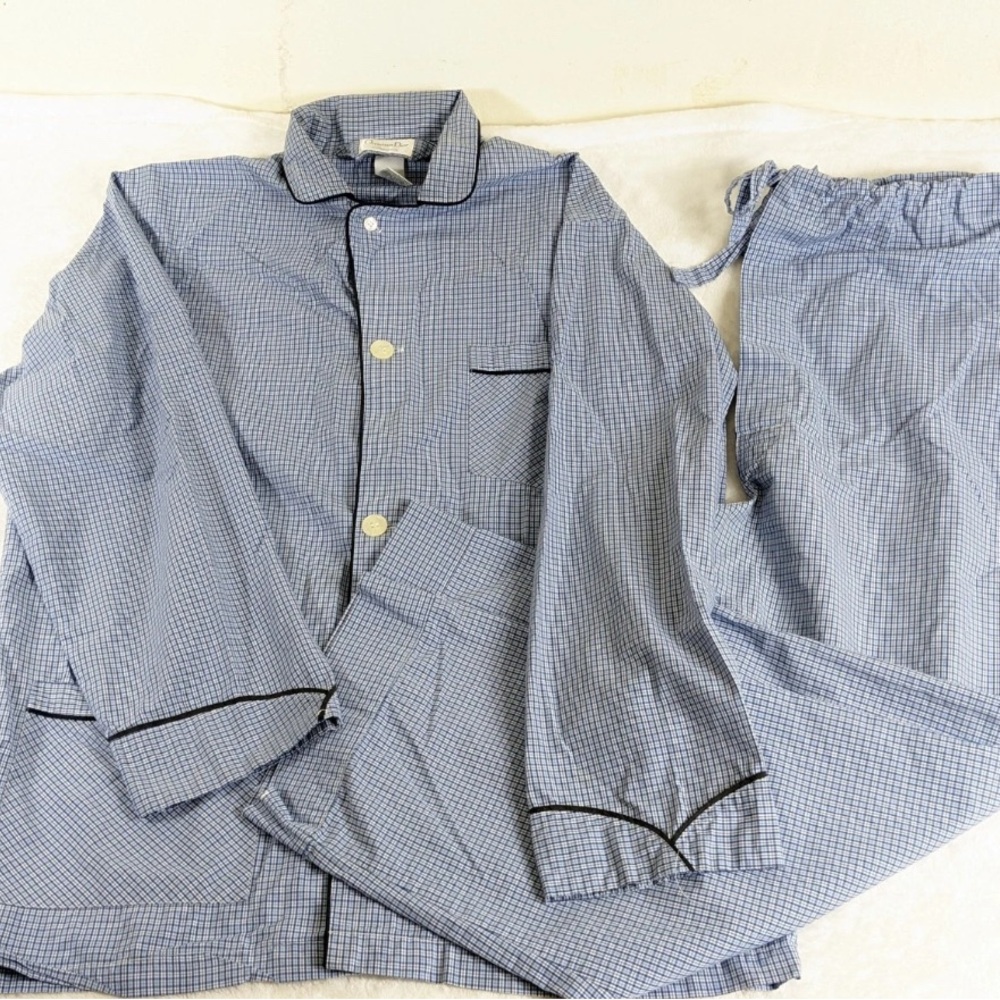 Christian Dior Blue Checkered PJ set